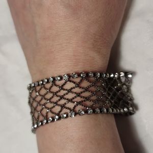 Rhinestone and silver bead bracelet